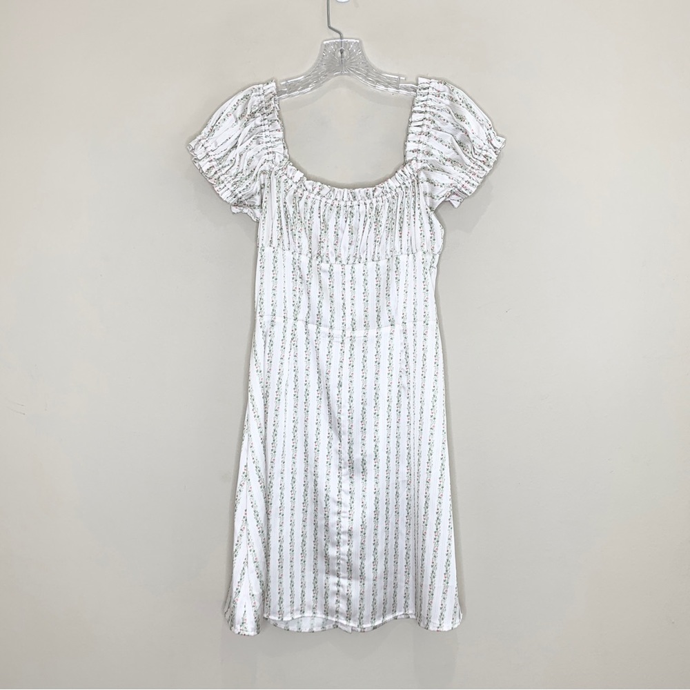 NEW With Jean Isabelle Floral Mini Dress (Sz L / US 8) Paper Daisy Satin - Picture 9 of 14